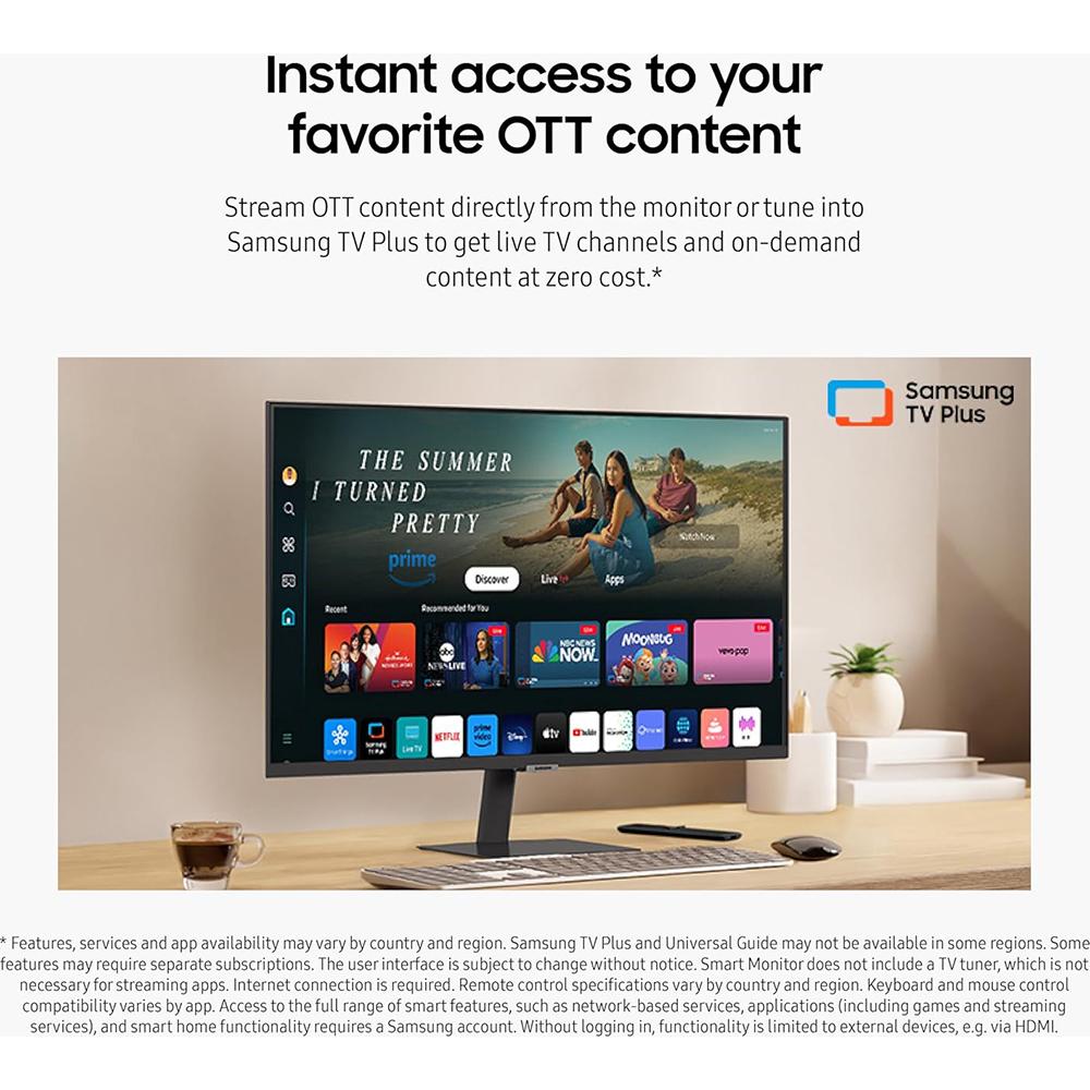Samsung 32" Smart Monitor M7 (M70D) 4K UHD with Streaming TV, Speakers and USB-C