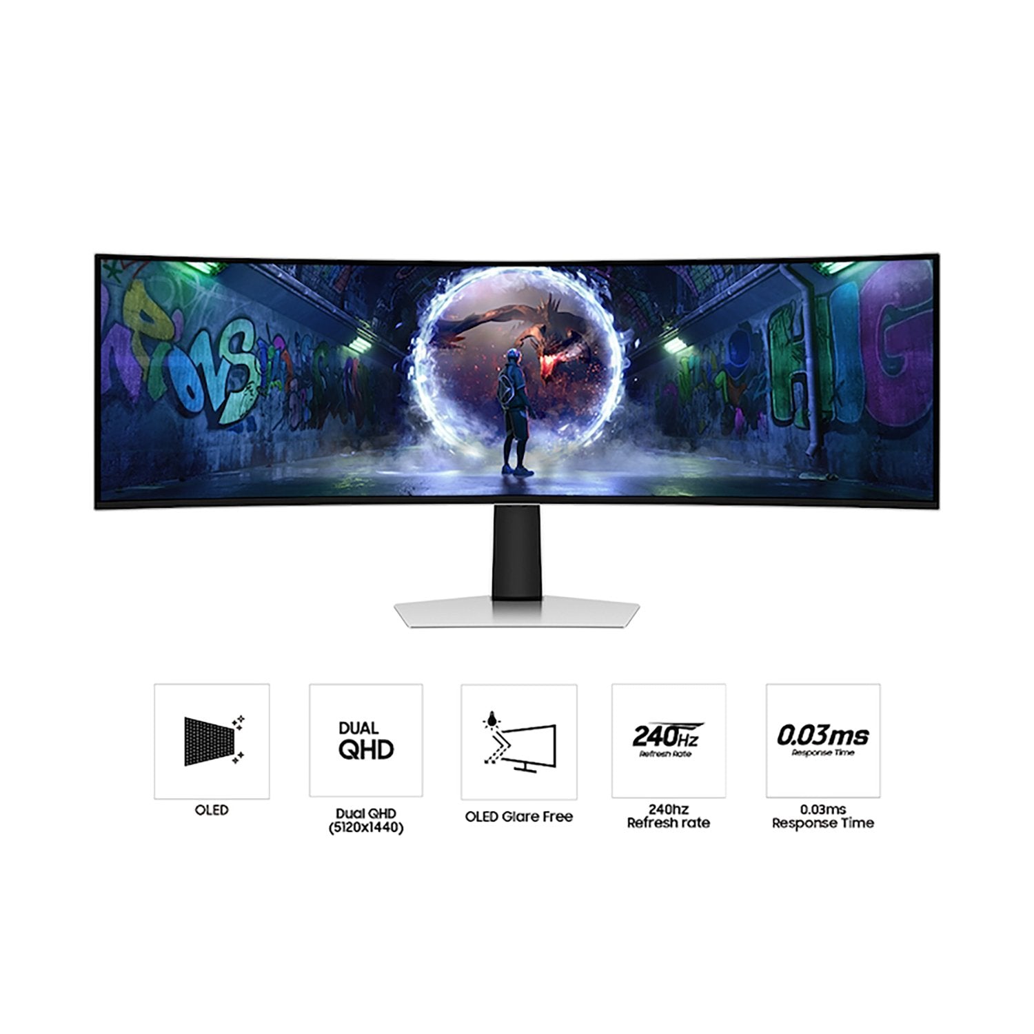 Samsung 49" Odyssey DQHD (5,120x1440) 240Hz OLED G9 Curved Gaming Monitor