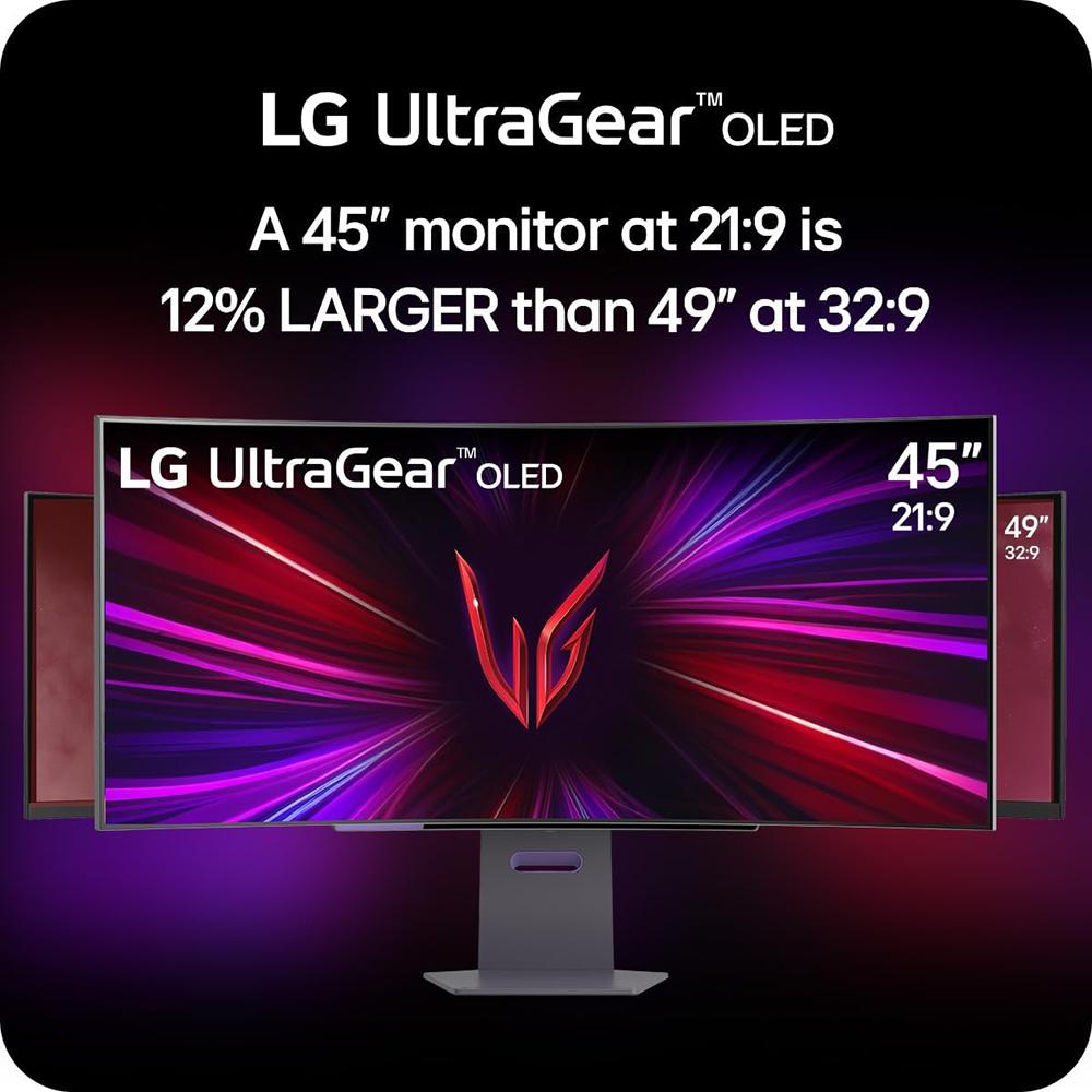 LG 45 inch UltraGear 1440p 240 Hz OLED Curved Gaming Monitor