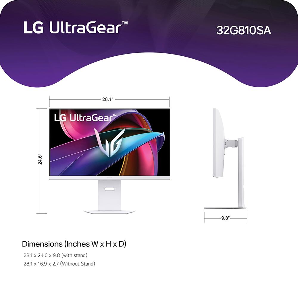 LG Ultragear 32G810SA-W 32-inch IPS Gaming Monitor, 4K UHD, 3840 x 2160, 144Hz, 1ms