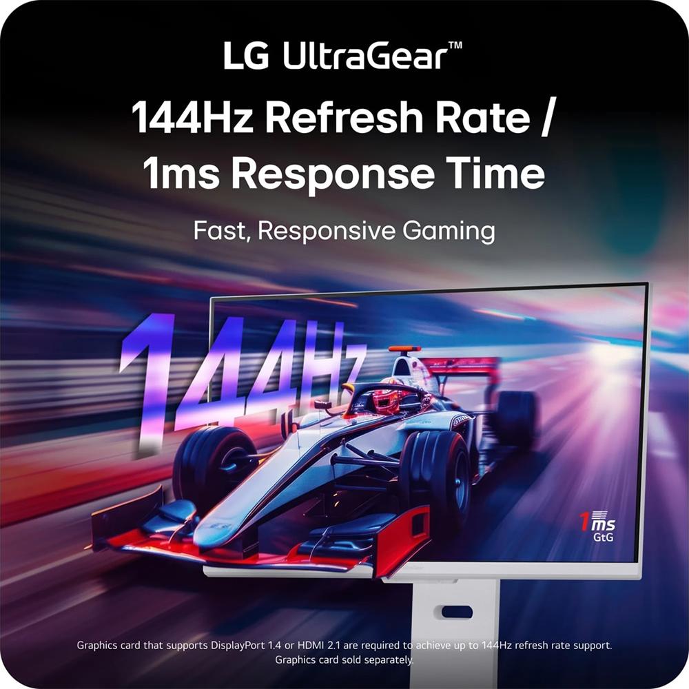 LG Ultragear 32G810SA-W 32-inch IPS Gaming Monitor, 4K UHD, 3840 x 2160, 144Hz, 1ms