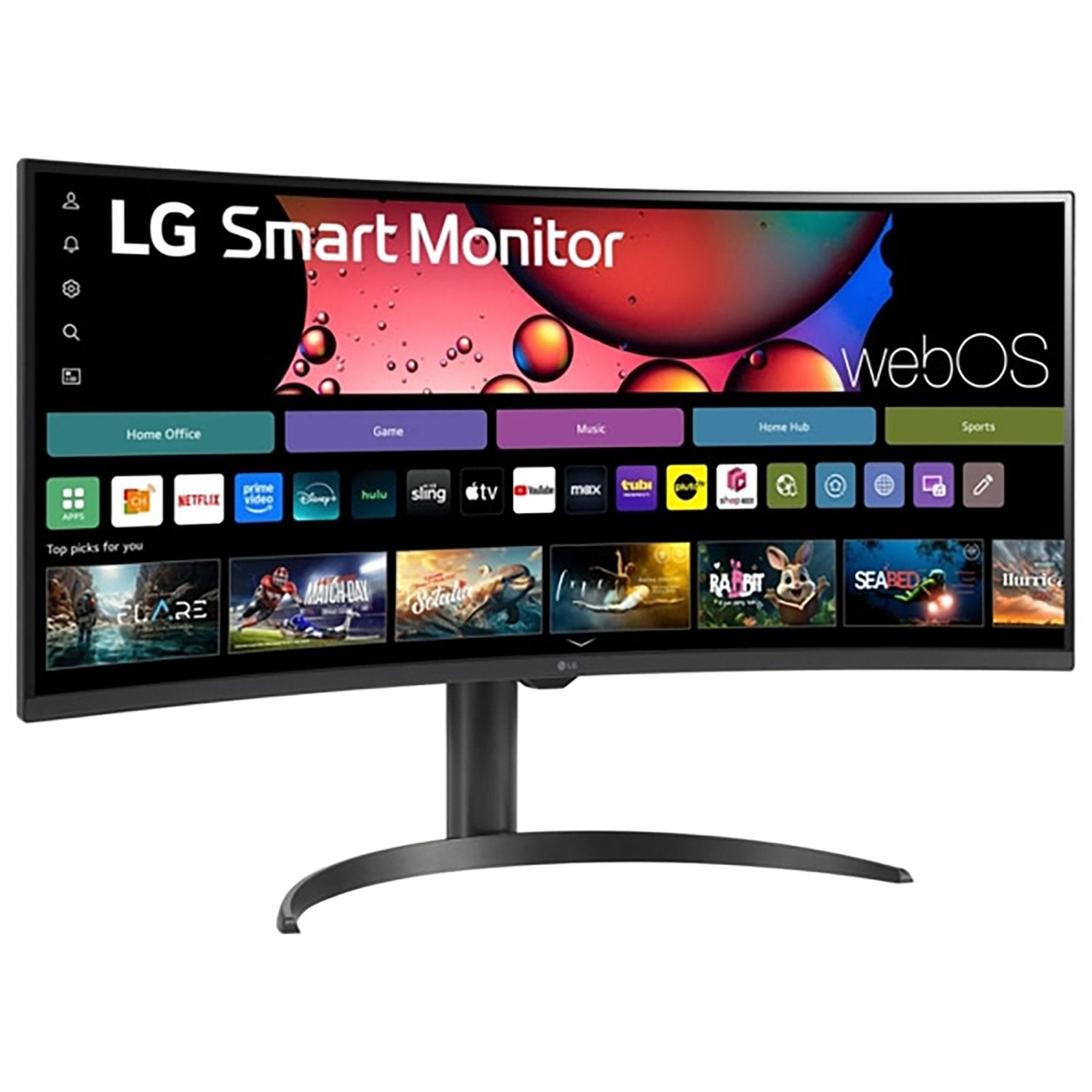 LG 34 Inch Smart Monitor WQHD 1440P Curved Screen 100Hz with Adjustable Stand