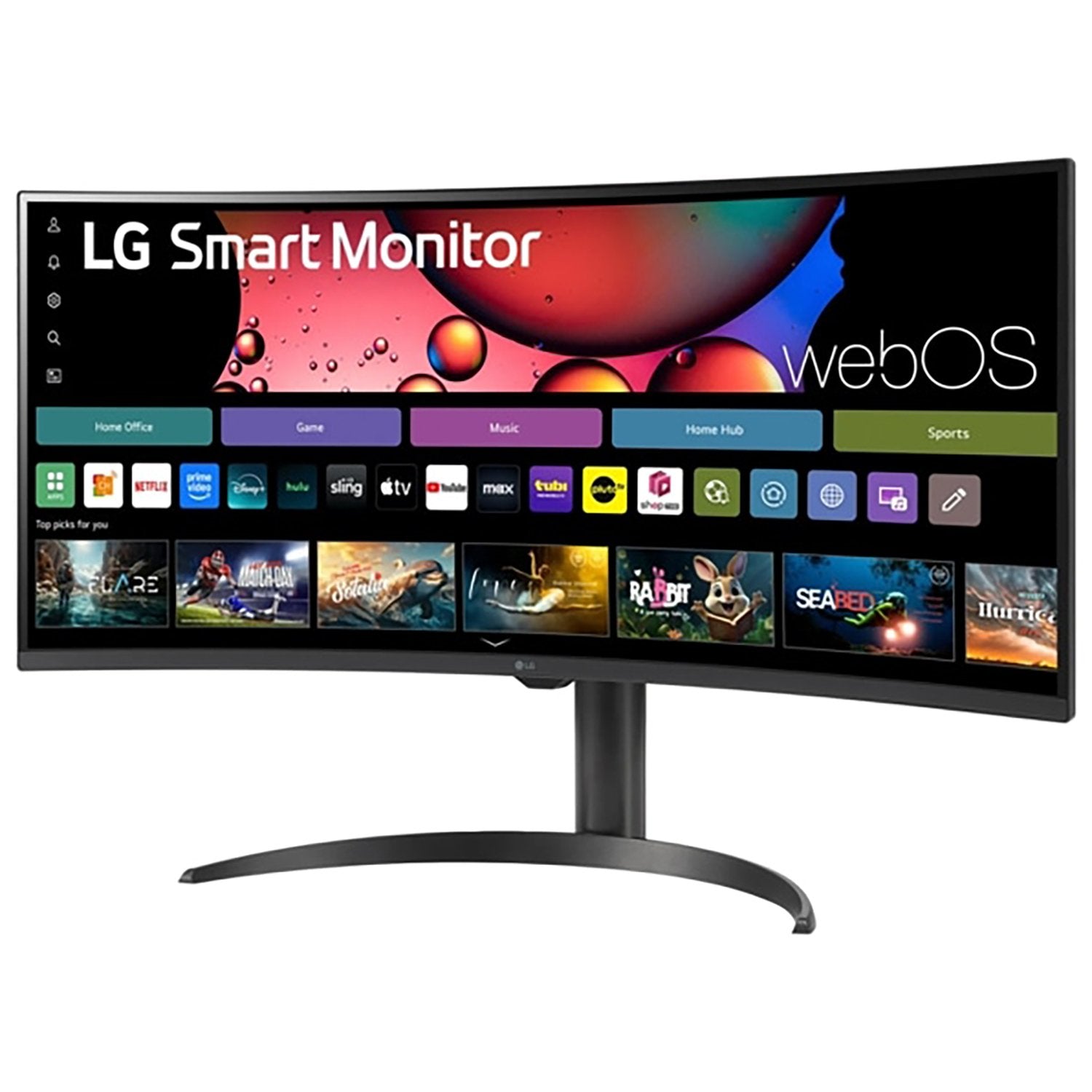 LG 34 Inch Smart Monitor WQHD 1440P Curved Screen 100Hz with Adjustable Stand