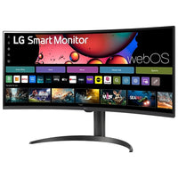 LG 34 Inch Smart Monitor WQHD 1440P Curved Screen 100Hz with Adjustable Stand